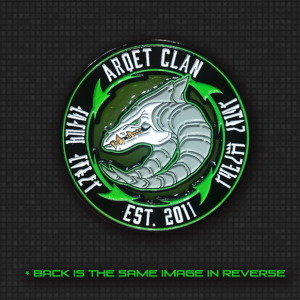 Arqet Clan stained glass challenge coin